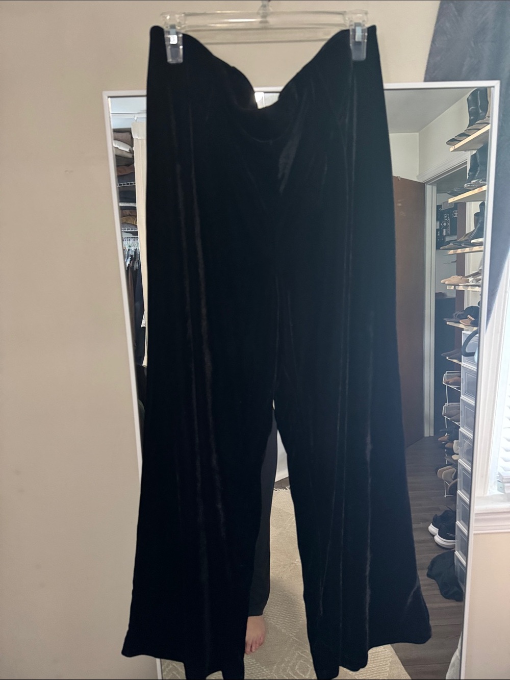 H&M Black Velvet Wide-Leg Pants